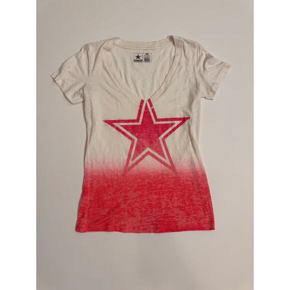 NFL Dallas Cowboys Team Apparel Pink Star Logo V-Neck T-Shirt Size M - Picture 1 of 5